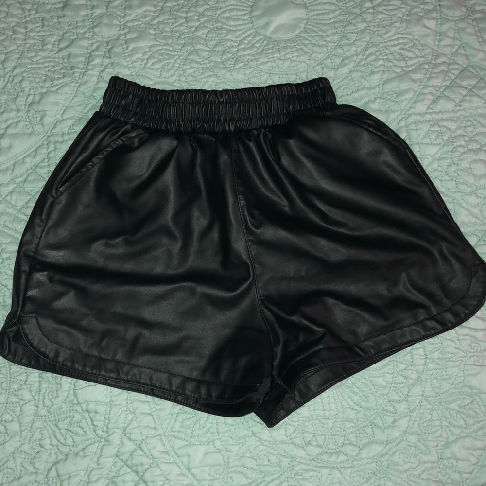 Faux leather shorts